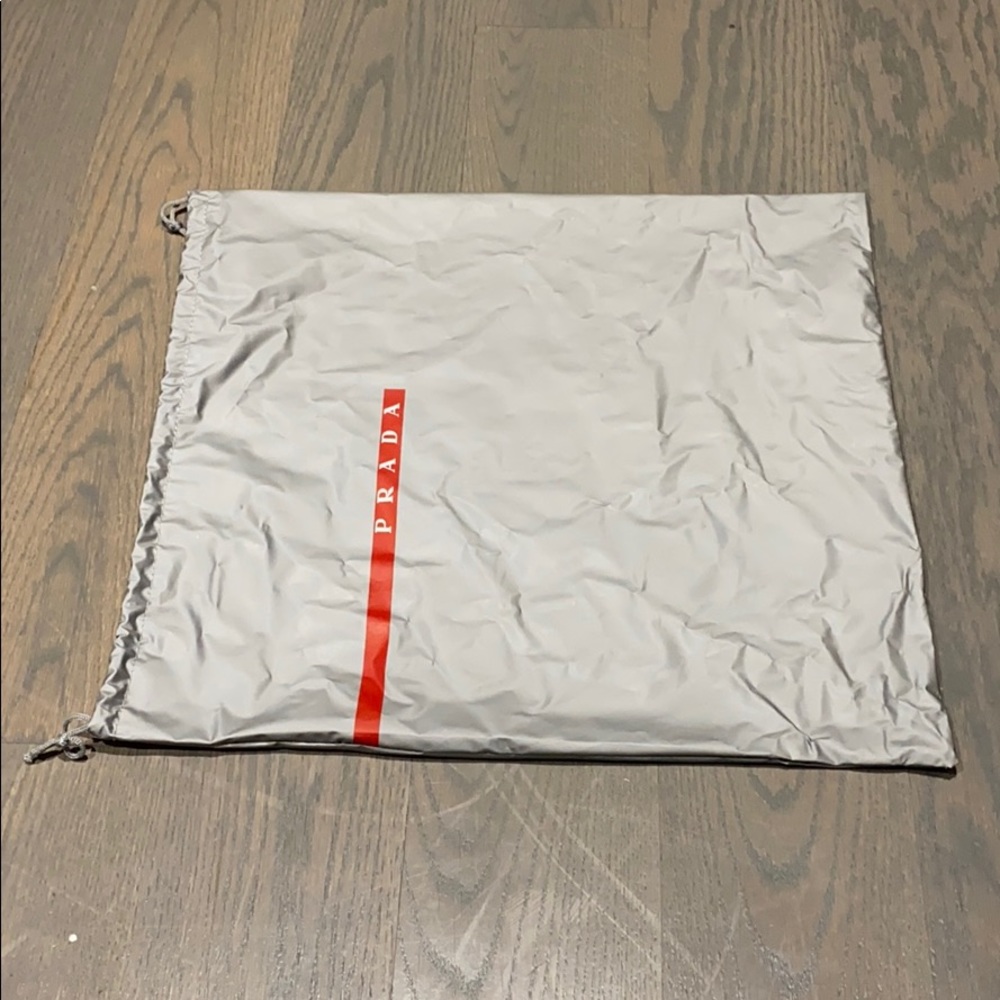 Prada Metallic Silver Shoe Bag Dust Bag 16.5" Authentic Never Used Like New
